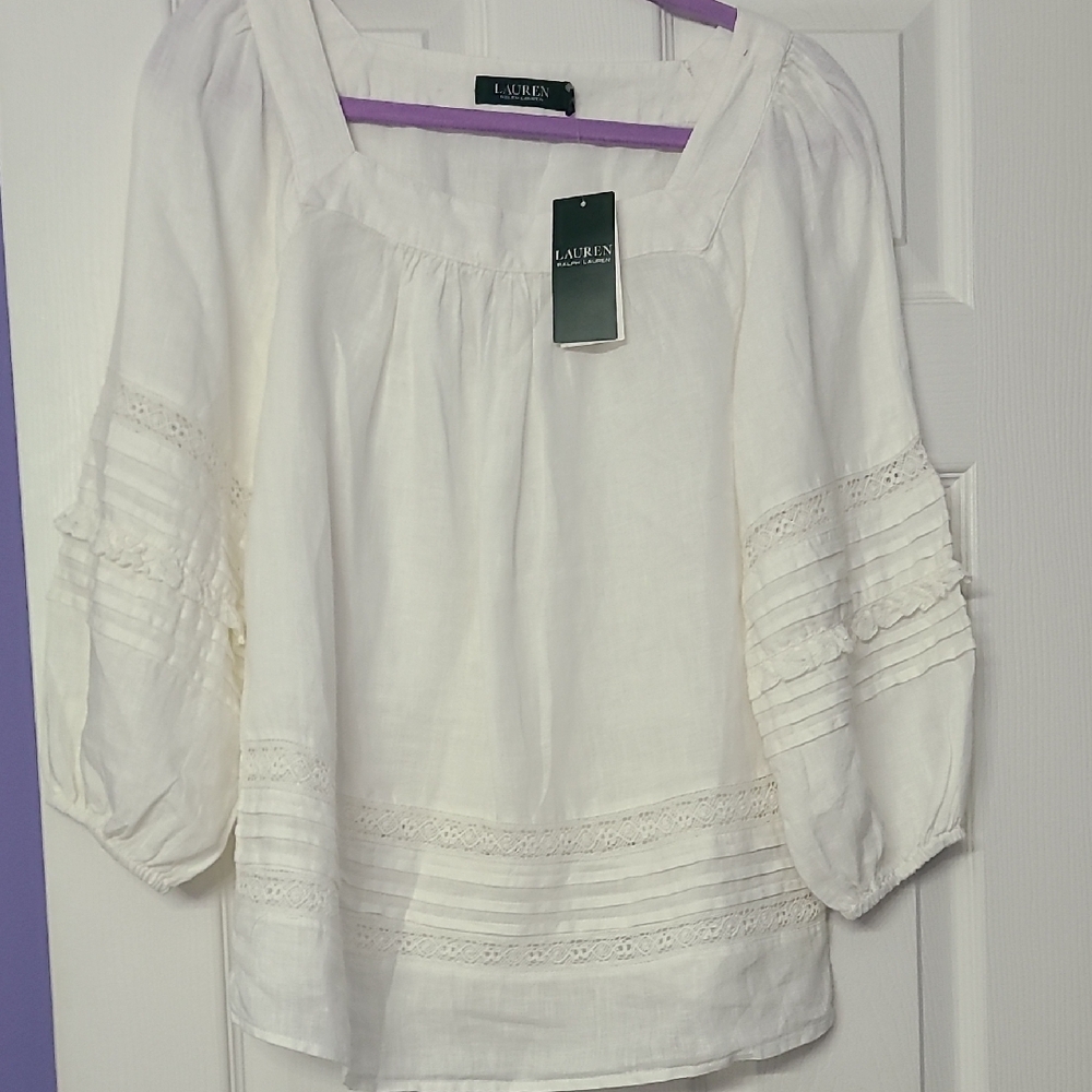 Ralph Lauren White Linen Women's Top